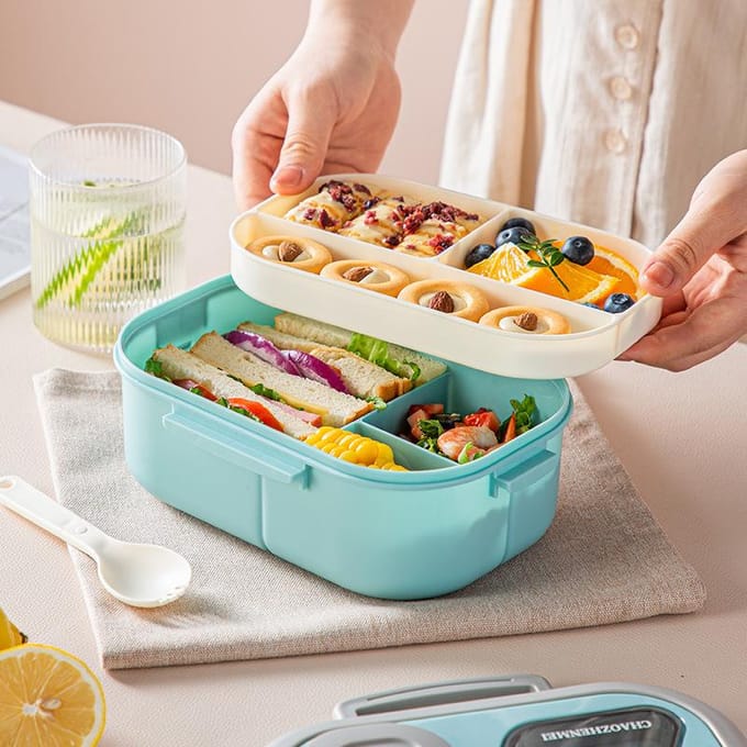 Draagbare lunchbox Compartiment Tarwestro Bento Draaggreep Box Herbruikbare serviescontainers Maaltijd Snack Voedselcontainers
