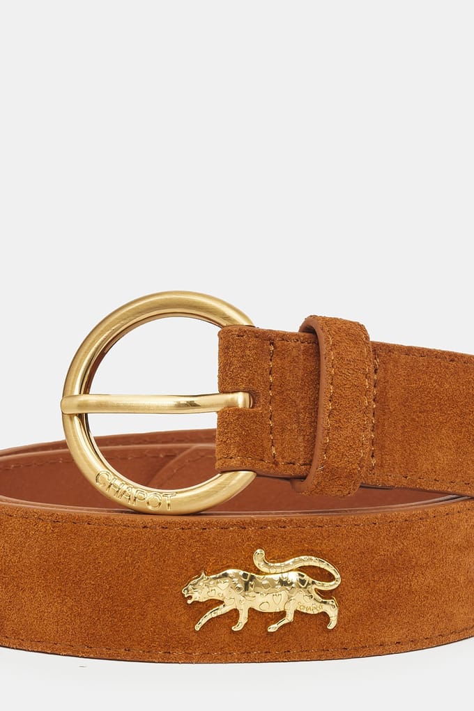 Fabienne Chapot Studded Leopard Belt Burnt Sugar Maat: 95 | Riemen Outlet | Dames | Bruin