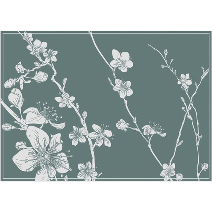 Placemat IEZZY Japanse kersenbloesem groen 6 stuks
