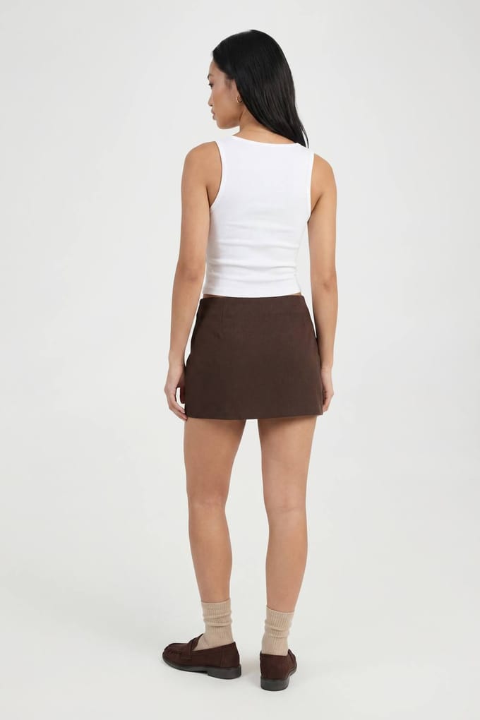 boohoo Dames Getailleerde Mini Rok | Dark Chocolate | Maat: 8