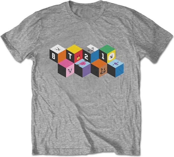BT21 - Blocks Heren T-shirt - XL - Grijs