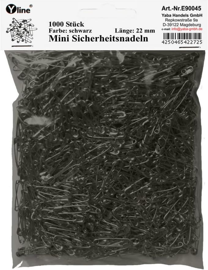 1000x Kleine Zwarte Veiligheidsspelden - Mini Speldjes ca. 22 mm