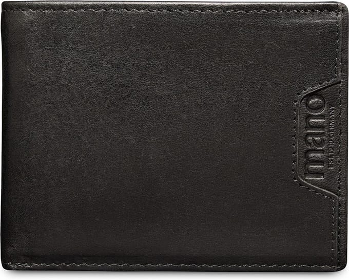 mano Leren Portemonnee Don Marco Mini Coin Wallet with Flap Black Zwart