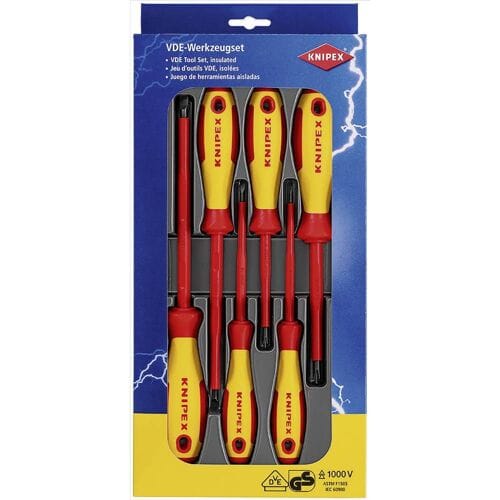 Knipex Schroevendraaierset VDE 6-delig Plat, Kruiskop Phillips
