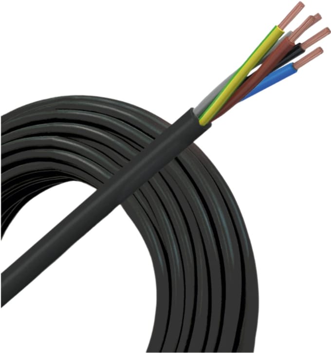 VMVL (H05VV-F) kabel 5x0.75mm2 zwart per rol 100 meter