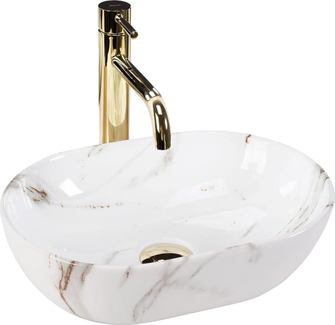 Rea Amelia Mini Aiax Shiny Opzetwastafel Steen Imitatie 38x26 cm