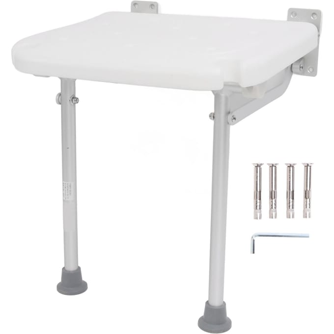 Tabouret de douche de maternité mural pliable, chaise de douche murale pliable, tabouret de douche rabattable pour white