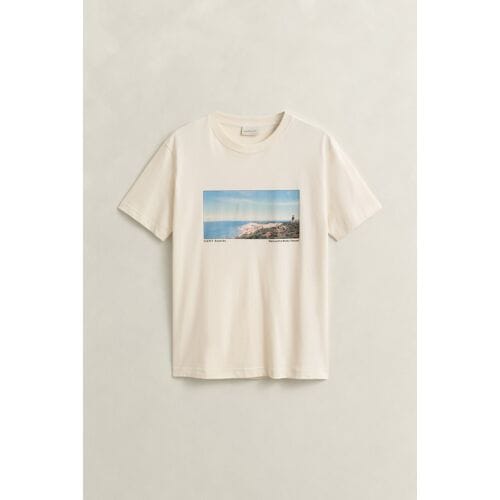 Gant T-Shirt Scenery Graphic Short Sleeve Cream / male