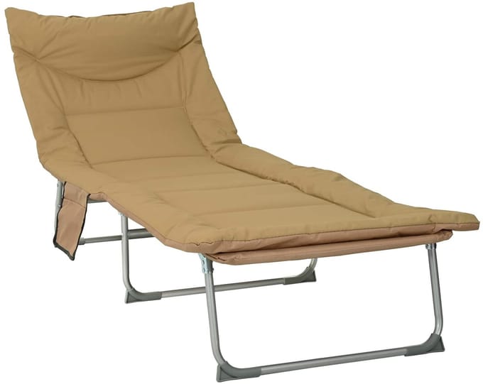 vidaXL - Opvouwbare - zonnebed - met - kussen - Beige