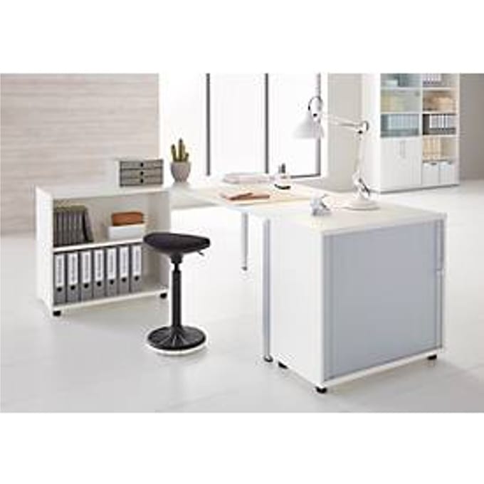 Schäfer Shop Select Dwarsrolluikkast, hout, 2 legplanken, B 800 mm x D 421 x H 750 mm, wit, wit.