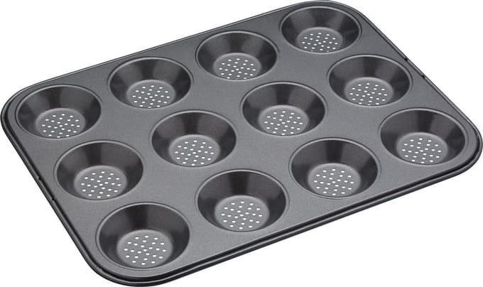 Bakvorm voor 12 mini (quiche) vormen Geperforeerd, 32 cm x 24 cm - Masterclass