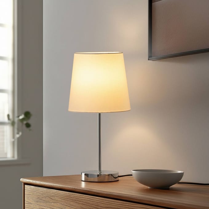 Lindby - Tafellamp - 1licht - ijzer, kunststof - H: 42 cm - E14 - chroom, wit
