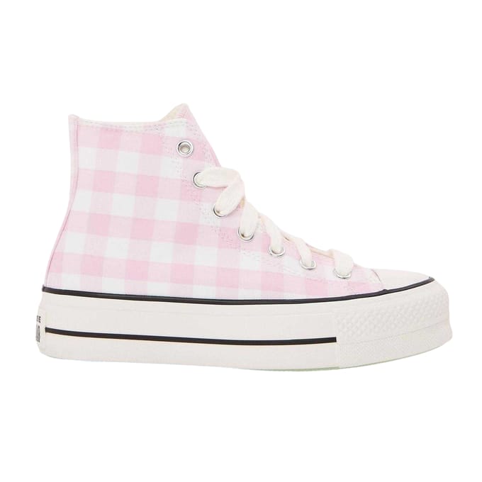 Converse Chuck Classic-sneakers met ginghamruit voor dames, hoog model (Roze)