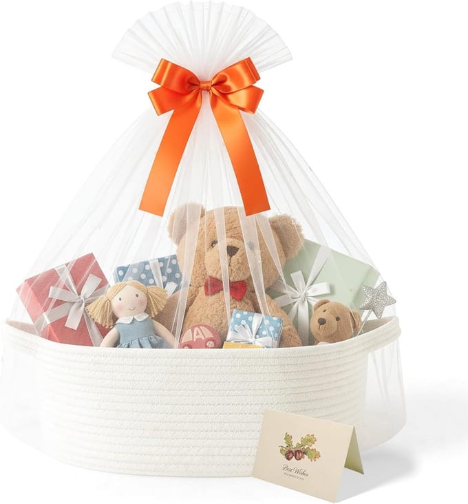 Solidchoice - Grote Witte Cadeaubasket voor Babyshower en Feesten
