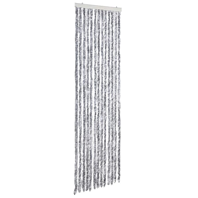 vidaXL - Vliegengordijn - 56x185 - cm - chenille - wit - en - grijs