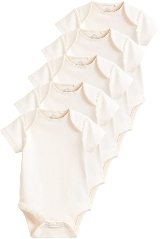 Next - Pasgeboren unisex - 5 Must-have rompertjes met korte mouwen - Crème