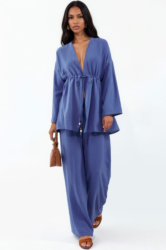 Twee-delige Wijde Pijpen Kimono Set
