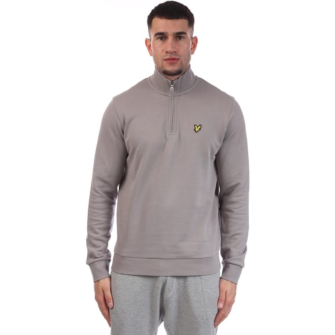 Lyle & Scott Heren Sweatshirt met Kwartrondsluiting (Lichtgrijs)