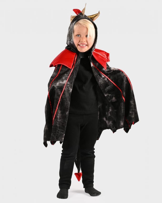 Den Goda Fen Verkleedkledij Black Dragon Cape - 98-128cm - 2-8 jaar