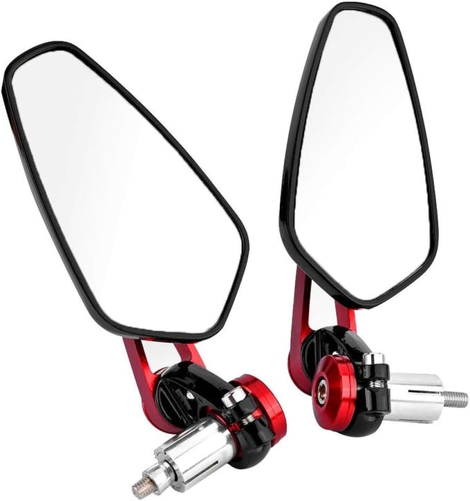 Zijspiegels en Handvat Eindkappen voor Motorfietsen - Universele Aluminium Legering 22mm (Rood)