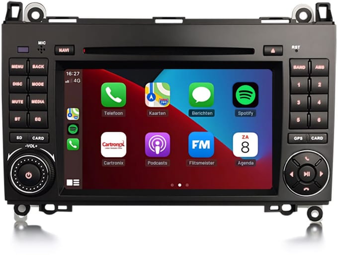 Carplay autoradio voor Mercedes Vito Viano Sprinter | 2004 t/m 2018 | Android 16 | Draadloos Apple Carplay & Android Auto | 4GB + 64GB | 8-Core processor | Cartronix | 2025 model |2003 2004 2005 2006 2007 2008 | Bluetooth & Wifi