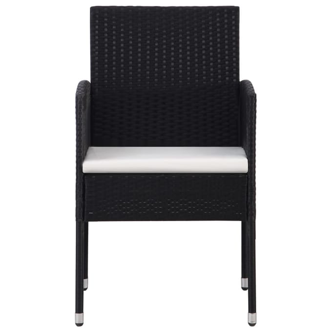 vidaXL - Tuinstoelen - 4 - st - met - crèmewitte - kussens - poly - rattan - zwart