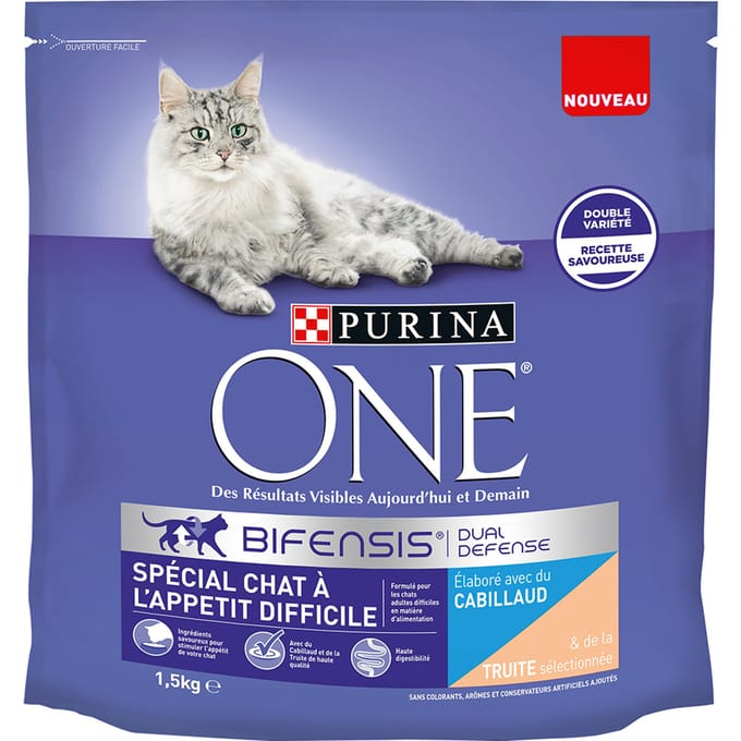 1.5 kg Purina One Selective Palate Kabeljauw & Forel droog kattenvoer