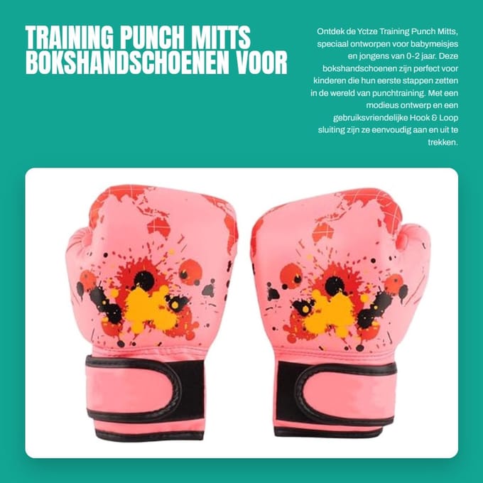 Dailygoods- Bokshandschoenen Kinderen 2-11 Jaar - Punch Mitts - PU-leer - Ademend - Robuust - Hook & Loop Ontwerp