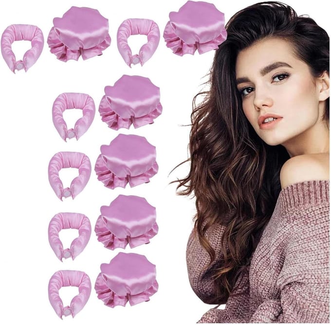 Krulspelden Set - Haarstyling Tools - Haar Krullen - Hittevrij Resultaat - 6 Stuks - Roze