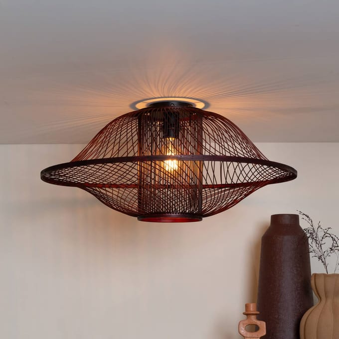 GOOD & MOJO plafondlamp Maui, rood, Ø 70 cm, bamboe, E27