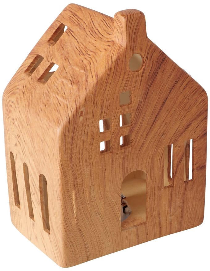 Deco huisje Hygga porselein LED H14cm