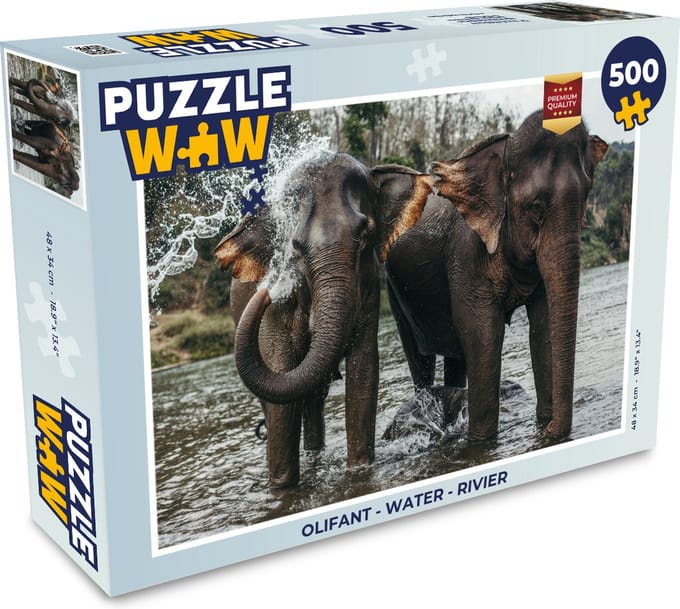 Puzzel Olifant - Water - Rivier - Legpuzzel - Puzzel 500 stukjes