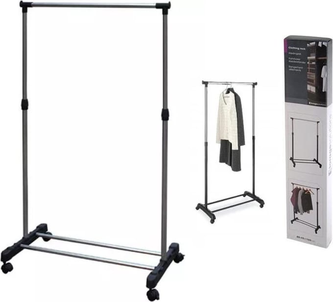 Excellent Houseware Mobiel Kledingrek met wielen - 80 x 42 x 165 cm