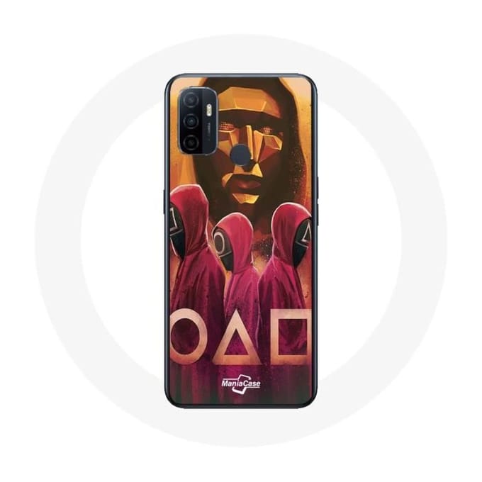 Oppo A53 hoesje Squid Game Masks Vierkante driehoek en cirkeltekening