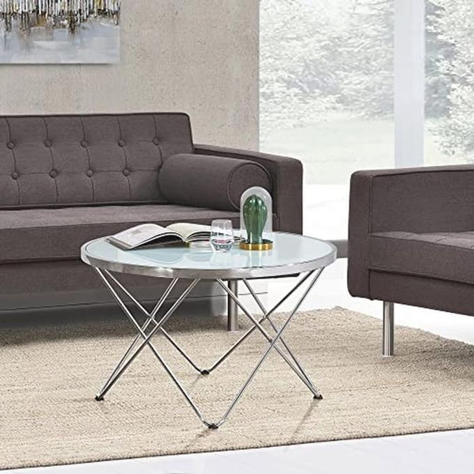 Ronde salontafel 50xØ80 cm van glas en metaal