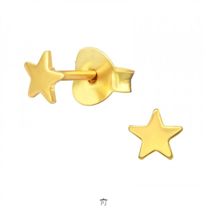Zilveren oorbellen - gold plated oorstekers - ster design