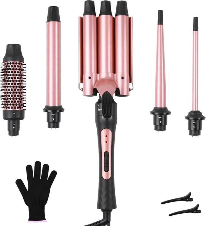 Krultang Set - Haarstyling Tools - Verschillende Looks - 5 Verwisselbare Opzetstukken - 9-32 mm - Zwart