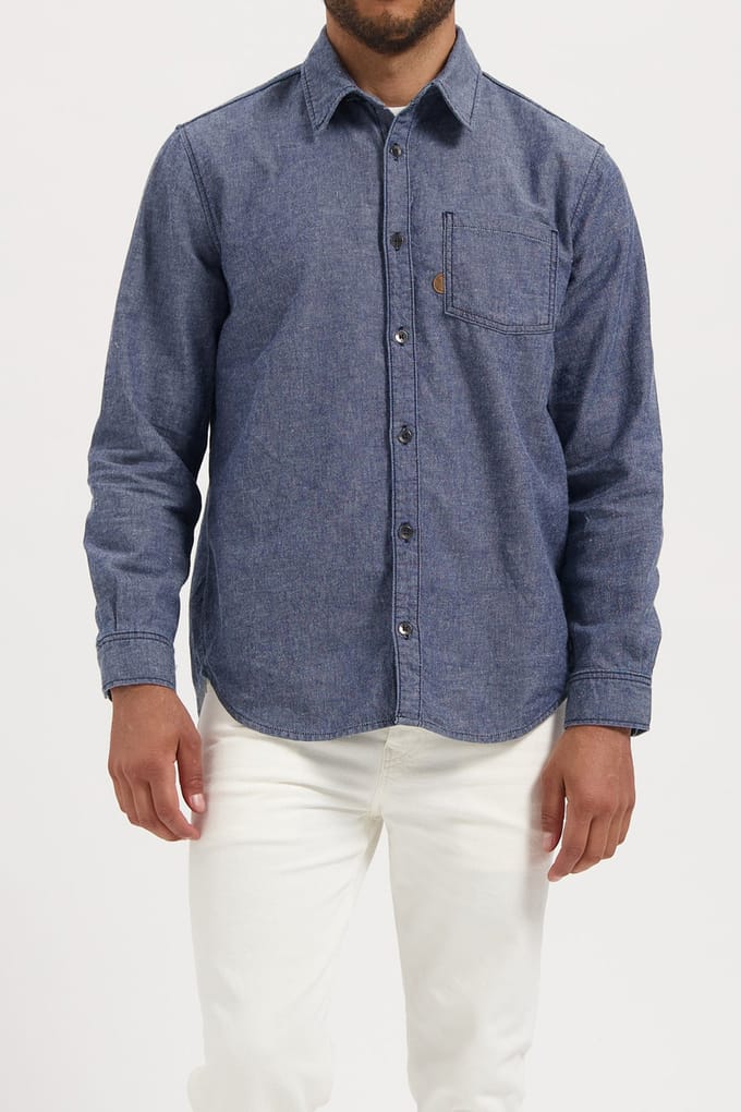 Mud Jeans Chris Denim Shirt Medium Stone Größe: M | Casual hemden Outlet | Herren | Blau