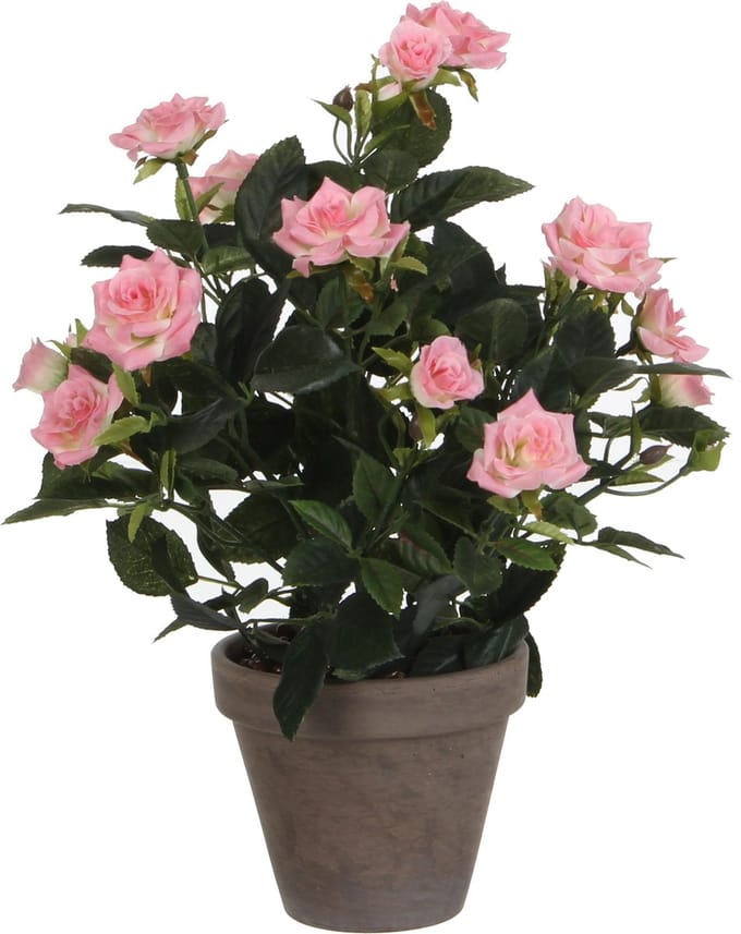 Mica Decorations Rozenstruik Kunstplant in Bloempot Stan - H33 x Ø25 cm - Roze