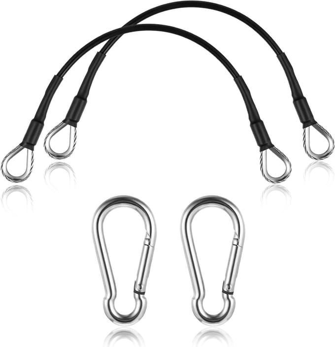 Set van 2 Fitness Kabels van 25 cm met Karabijnhaak voor Leg Puller en Triceps Training