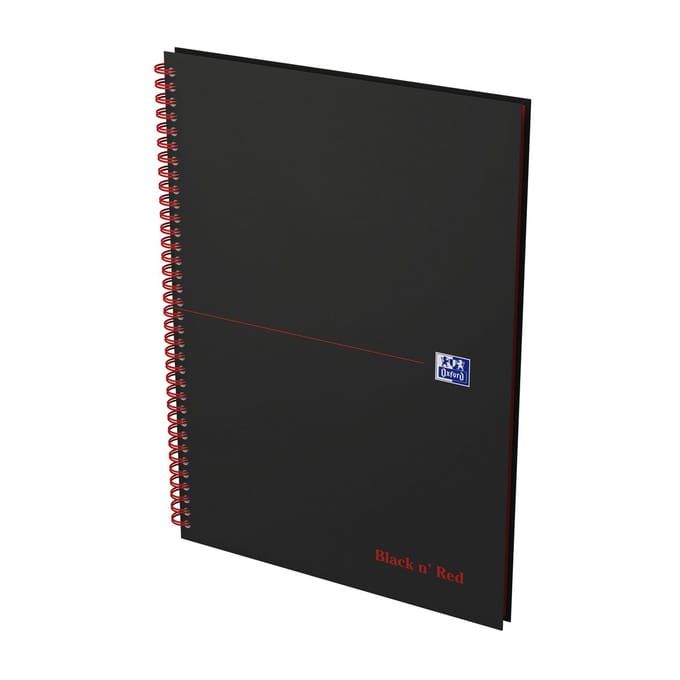 Spiraalblok oxf black en red a4 lijn 140pag 80gr | 5 stuks