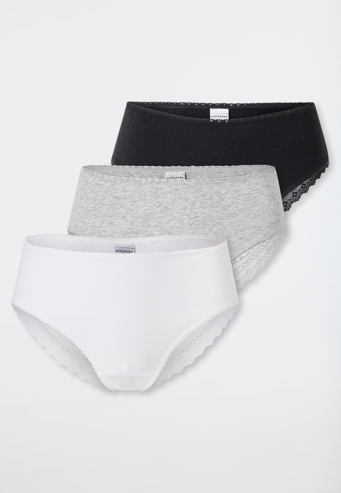 Schiesser 3PACK Brazilian Slip Modern Multipacks Dames Onderbroek - zwart, wit, grijs