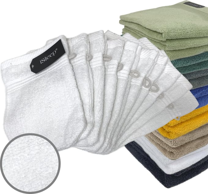 iSleep Terry Washandje - 10 Stuks - 16x22 cm - Wit
