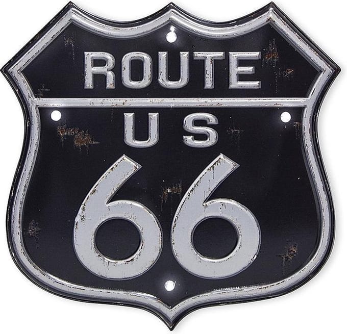 Balvi Muurdecoratie Route 66 17,5 Cm Pvc Zwart/zilver