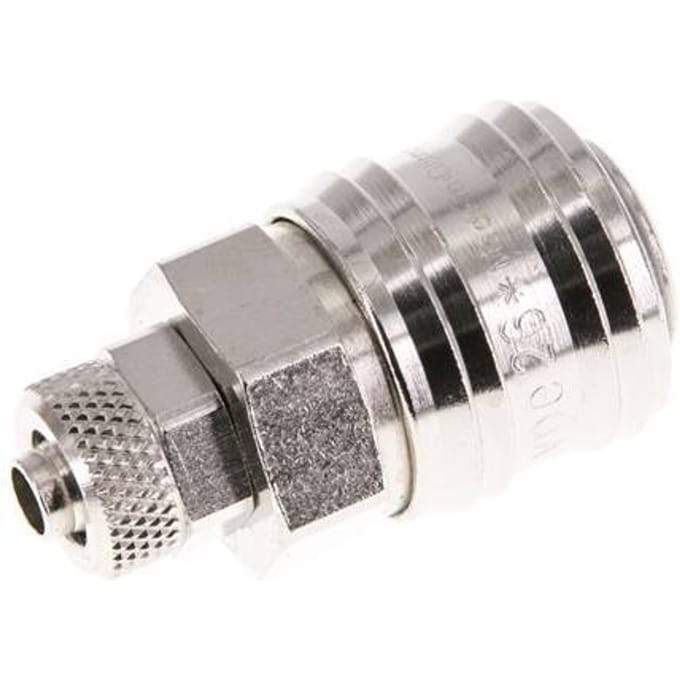 Vernikkeld Messing DN 7.2 (Euro) Luchtkoppeling Snelkoppeling 6x8 mm Push-On Double Shut-Off - CLS7-N-BN-SV-P-6
