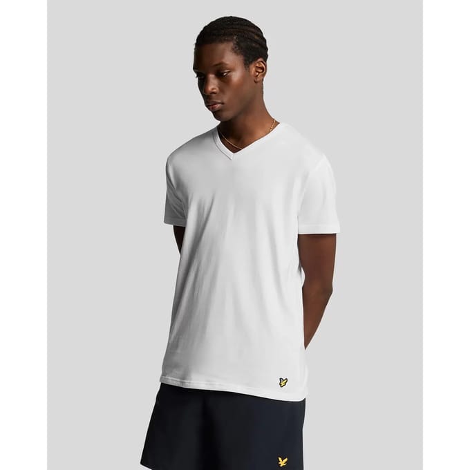 Lyle & Scott Set Van 3 Basic Lounge T-Shirts Met V-Hals, Wit