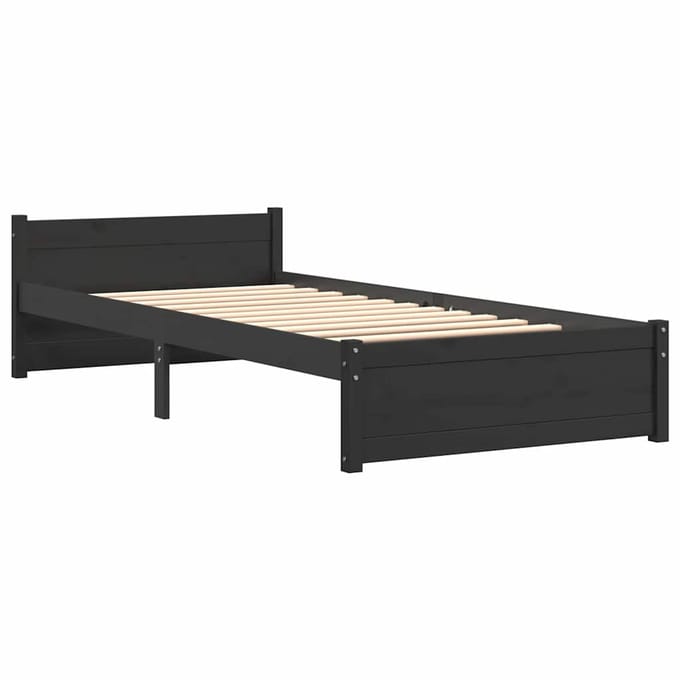 vidaXL - Bedframe - massief - hout - zwart - 90x200 - cm