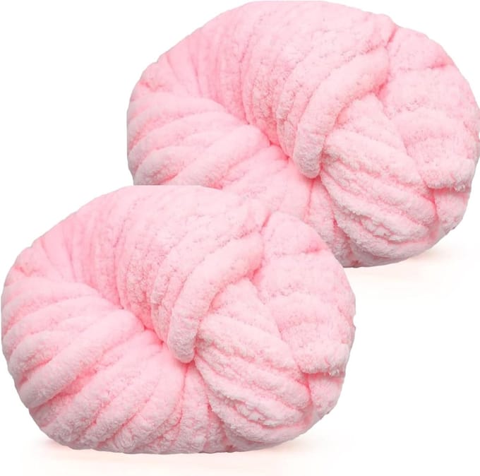 2 x 250 g Chenille breiwol, chenille breiwol, babyroze