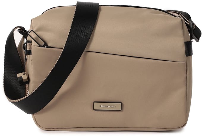Hedgren Neutron M – Crossbodytas Medium – Water- en stofafstotend – Verstelbare schouderriem – Met sleutelhaak – Polyester - Stone Beige