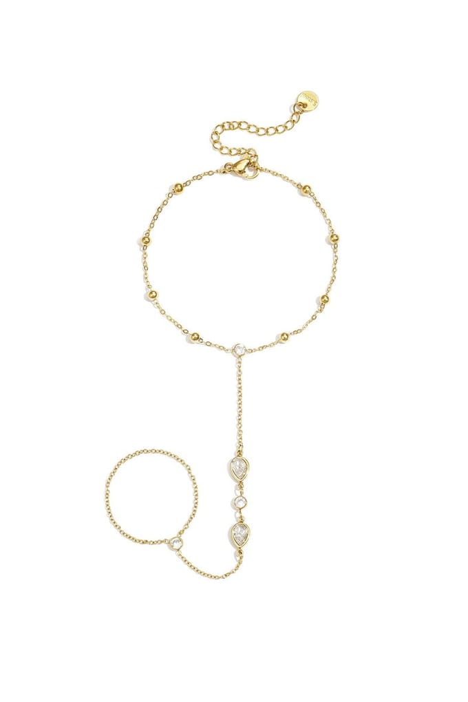 Handketting met druppelvormige statement stenen